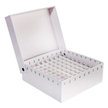 垒固 纸质冷冻管盒（81格翻盖式），白色、1.5ml/2ml、塑料隔断，S-004816 售卖规格：1个
