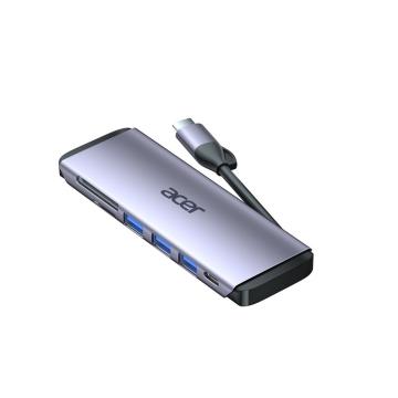 宏碁/ACER 7口扩展坞，C805-7A 太空灰铝壳 伸缩款 USB3.0X3 HDMIX1 SD/TFX1 PD充电X1 0.2米 售卖规格：1盒