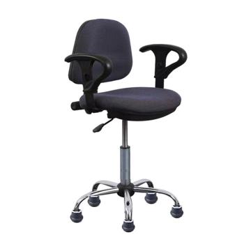 佰斯特 防静电纺织面工作椅，Y-7GB型，400-500mm，钢制五星爪，固定脚杯，深灰色，含扶手