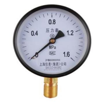 上仪 压力表，Y-100碳钢+铜,径向不带边,Φ100 -0.1~0MPa,M20*1.5 售卖规格：1个