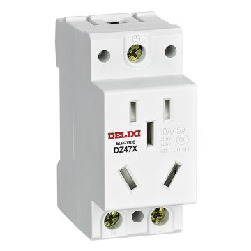 德力西/DELIXI DZ47X 模数化插座 单相两极10A+单相两极带接地10A，DZ47X510 售卖规格：1个
