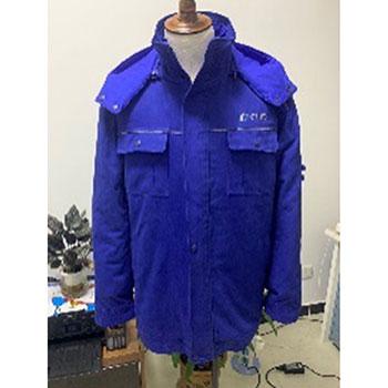京澜 华电标准冬季棉服上衣，统一工装，纯棉可拆卸内胆，前后高亮反光，海蓝色，160-195