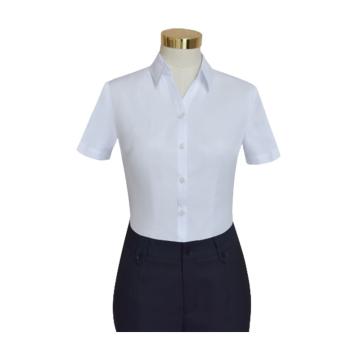 希努尔 女式短袖白色衬衫，Sioner短白女棉+竹纤维 50%棉、50%竹纤维，150/76-175/112 售卖规格：1件