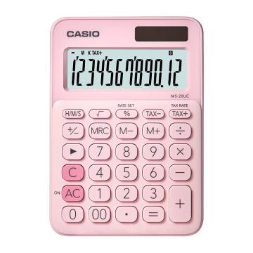 卡西欧/CASIO 彩色时尚中号办公计算器，MS-20UC 粉色 售卖规格：1台