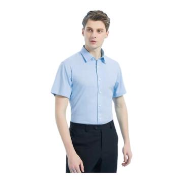 乔治白 蓝色短袖衬衫职业装，QZB2207蓝短袖 纯棉记忆免烫，165/84A-185/108A 定制 售卖规格：1件