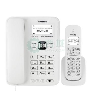 飞利浦（PHILIPS）无绳来电显示子母电话机，DCTG182一托一 白色