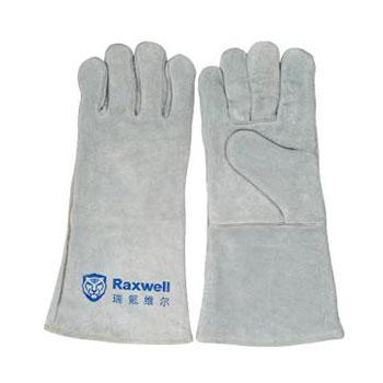 Raxwell 标准款牛皮焊接手套，灰色，12副/袋，RW4101，35cm