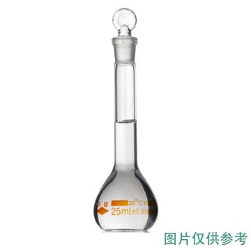 天玻 容量瓶，25ml A级，白色透明，小口，量入式 售卖规格：10个/盒