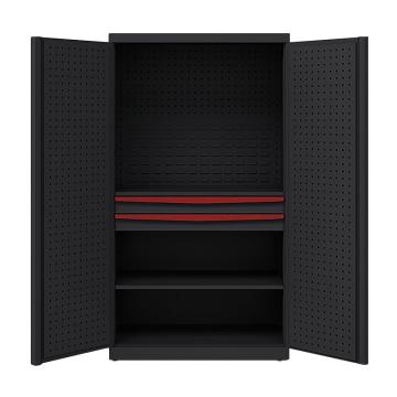 锴源 黑色工具柜内二抽(有门挂/有背挂)，尺寸:1830×1000×550mm,黑色+红色 售卖规格：1个