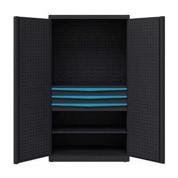 锴源 黑色工具柜内三抽(有门挂/有背挂)，尺寸:1830×1000×550mm,黑色+蓝色 售卖规格：1个