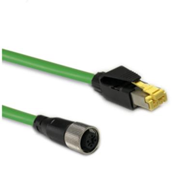 兆龙 Profinet C 组件，RJ45转M12D-4x22AWG/19TC-PUR-绿色-注塑-2m 售卖规格：2米/根