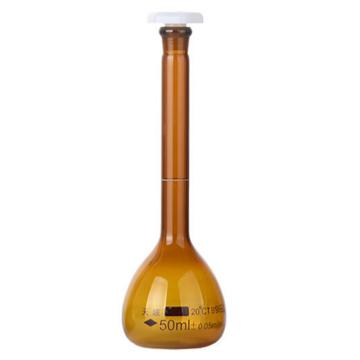 天玻 容量瓶，50ml 12# 棕色，聚丙烯塞，高精度 售卖规格：2个/盒