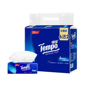 得宝/Tempo 4层90抽软抽抽取式纸面巾纸(天然无香)，T2367 8包/提 8提/箱 售卖规格：1箱