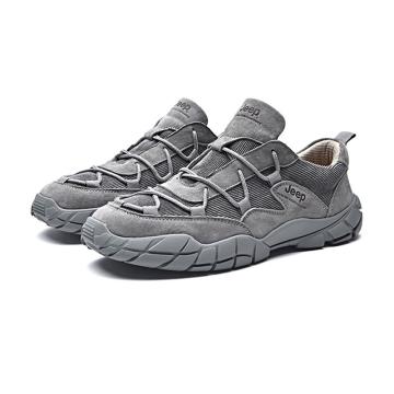 吉普 户外防滑徒步鞋男低帮运动休闲鞋，灰色，P131091286-42码 售卖规格：1双