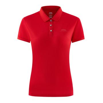吉普 速干T恤清爽翻领冰丝Polo衫女式网球运动打底衫短袖，J122084598-M 红色 售卖规格：1件