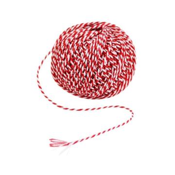 安赛瑞 双色彩色棉线绳，φ1.5mm，红白色约50g/卷（10个装），24529