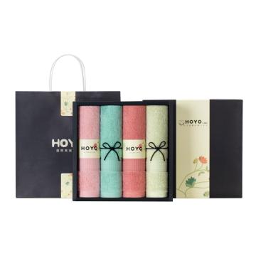 HOYO 毛巾礼盒装，彩色系列四条装4505 33*72cm 90g/条 售卖规格：1盒