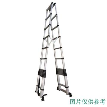 奥鹏 铝合金人字竹节伸缩梯，AP-509-880 载重150Kg，伸缩长度：0.95米，展开高度4.4米 售卖规格：1个