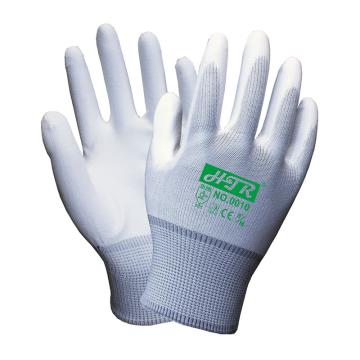 海太尔 PU涂层手套，针织手腕，白色，245mm，0010-M