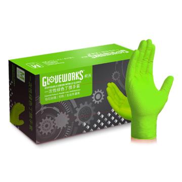 爱马斯/AMMEX 一次性绿色加厚丁腈手套，GWGNHD M码 100只/盒，10盒/箱，6.5g 售卖规格：1箱