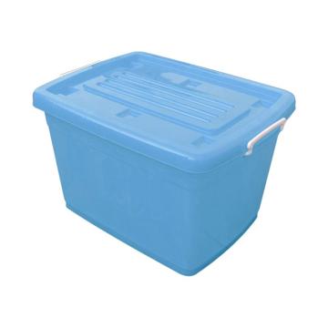 英达斯贝克 蓝色带盖整理箱，外尺寸：670*480*410mm，100L，带轮子