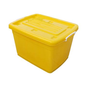 英达斯贝克 黄色带盖整理箱，外尺寸：670*480*410mm，100L，带轮子