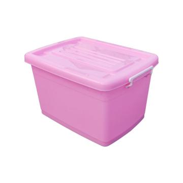 英达斯贝克 粉色带盖整理箱，外尺寸：570*410*320mm，60L，带轮子