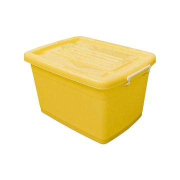 英达斯贝克 黄色带盖整理箱，外尺寸：570*410*320mm，60L，带轮子