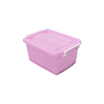 英达斯贝克 粉色带盖整理箱，外尺寸：415*300*215mm，20L，带轮子
