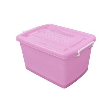 英达斯贝克 粉色带盖整理箱，外尺寸：500*360*285mm，40L，带轮子