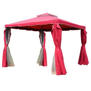 安赛瑞 罗马帐篷，户外展销广告活动遮阳防雨棚凉亭，3×3m柱10cm单边有围有纱，酒红，4N00160 售卖规格：1顶