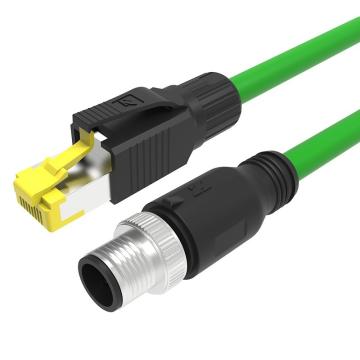 兆龙 工业PROFINET-A-以太网电缆组件，ZL7402A320 RJ45/ M12-D-4芯公直头 绿 售卖规格：3米/根