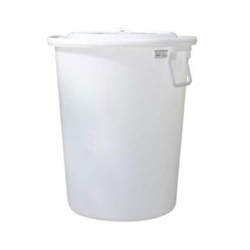 滋仁 圆形带盖垃圾桶水桶，LT-102 白色 40L 塑料柄 售卖规格：1个