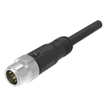 兆龙 工业屏蔽型PVC传感器电缆组件,M12-A-4芯公直头 黑，3米（PVC）
