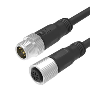 兆龙 工业屏蔽型PVC传感器电缆组件，ZL7403A385 M12-A-4芯公直头-4芯母直头 黑，10米-PVC 售卖规格：10米/根