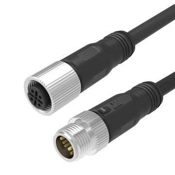 兆龙 工业屏蔽型PVC传感器电缆组件，ZL7403A397 M12-A-5芯公直头-5芯母直头 黑，10米-PVC 售卖规格：10米/根