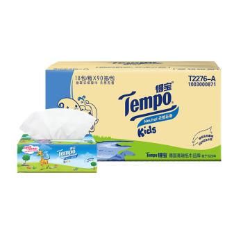 得宝/Tempo 4层90抽无香抽取式纸面巾纸，T2276-A 18包装 售卖规格：18包/箱