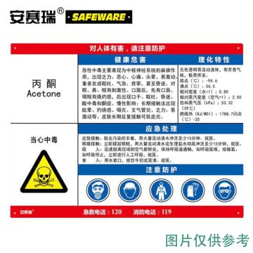 安赛瑞 职业危害告知卡，氯化氢及盐酸，A5（148*21mm） 售卖规格：1张