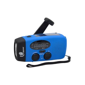 安赛瑞 太阳能应急收音机,便携式手摇台风海啸地震手摇应急充电收音机电筒,1000mah,蓝色,310319