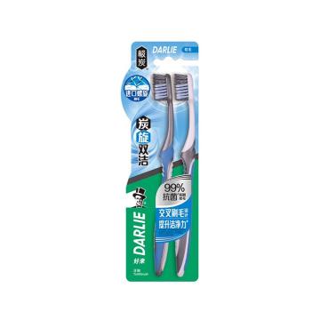 好来 黑人牙刷，T47 炭旋双洁中国软性2支装 售卖规格：2支/套