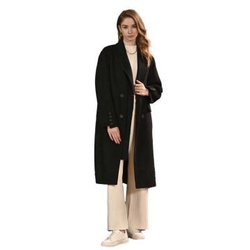 笙谷 时尚高级女士长款羊毛大衣，ZZ4W2268-2XL 黑色（同款10件起订） 售卖规格：1件