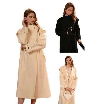 笙谷 时尚高级女士长款羊毛大衣，ZZ4W2218-L 米色（同款10件起订） 售卖规格：1件