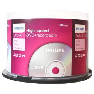 飞利浦/PHILIPS 光盘，4.7G/16X(50片筒装) DVD+R 银色 售卖规格：1个