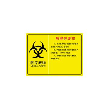安赛瑞 医疗废物标识牌，PVC警示牌，提示牌，长60cm宽50cm，病理性废物，310649 售卖规格：1张