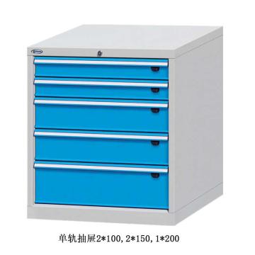 位邦 工具柜,尺寸(mm):717×600×800,灰色,抽屉蓝色,单轨抽屉,5个抽屉，75.7605.12 售卖规格：1个