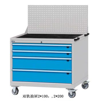 位邦 工具柜,尺寸(mm):1023×600×1023+500,灰色,抽屉蓝色,双轨抽屉,4个抽屉，75.1691.12 售卖规格：1个