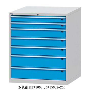 位邦 工具柜,尺寸(mm):1023×600×1150,灰色,抽屉蓝色,双轨抽屉,7个抽屉，75.1655.12 售卖规格：1个