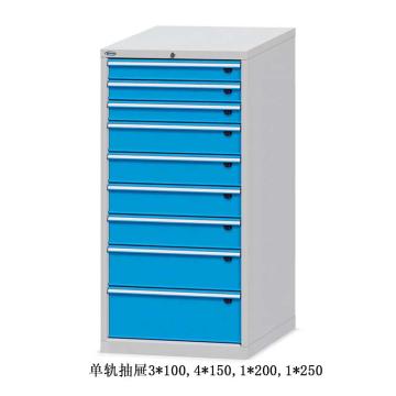 位邦 工具柜,尺寸(mm):717×725×1450,灰色,抽屉蓝色,单轨抽屉,9个抽屉，75.7708.12 售卖规格：1个