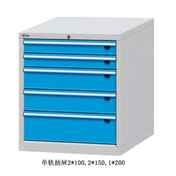位邦 工具柜,尺寸(mm):717×725×800,灰色,抽屉蓝色,单轨抽屉,5个抽屉，75.7705.12 售卖规格：1个
