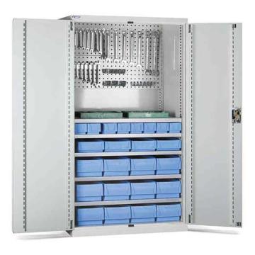 位邦 储物柜，77.6811.01 1023×550×1800mm,灰色,对开钢门柜,5层层板,背部带挂板,含料盒及挂钩 售卖规格：1个